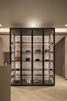 Sistem Lemari Modular Kustom Mewah - Organizer Lemari Pintu Kaca Ramah Lingkungan FSC dengan Lampu LED & Konektor Logam