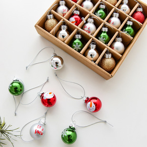 Boules de Noël miniatures 2,5/3,0 cm, 20 pièces, couleurs assorties, bonhomme de neige, voiture rouge, imprimé Noël, paillettes, décoration d'arbre de Noël - Product Image 2