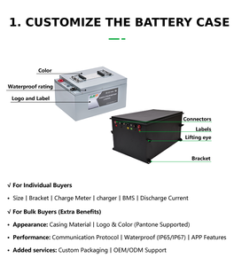 Waterdichte op maat gemaakte lithium-ion batterij 48V 60V 72V 70Ah 85Ah 100Ah met BMS 72V LiFePO4 batterij - Product Image 3