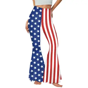 Summer Europe And The United States Female Explosive Independence Day Bell Bottoms Striped Pants