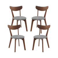 Chaises de salle à manger modernes du milieu du siècle Jambes en bois de caoutchouc Siège rembourré Dossier incurvé Chaises en noyer Salle à manger