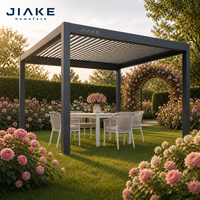 Pergola en aluminium Jiake 6063-T5 avec toit à lames motorisées pour jardin de roses, patio, gazebo extérieur, pavillon, terrasse, salle à manger