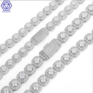Princesa corte Moissanite cuadrado tenis racimo cadena S925 <span class=keywords><strong>Rock</strong></span> and Roll Hiphop joyería hombres diamante tenis cadena <span class=keywords><strong>Rock</strong></span> collar - Product Image 2