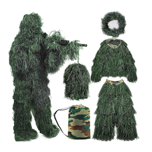 ชุดพรางตัว 5 in 1 Ghillie Suit ลายพราง 3 มิติ สำหรับการล่าสัตว์ ประกอบด้วยเสื้อแจ็คเก็ต กางเกง ฮู้ด และกระเป๋าพกพา เหมาะสำหรับผู้ใหญ่ ขนาดฟรีไซส์ - Product Image 1