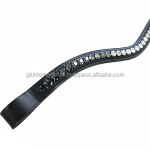 Banda Frontal para Caballo de Cuero de Búfalo Grueso Personalizada, Cristales de Diamante Premium, Diseño Artesanal Duradero, Color Personalizado, Banda Frontal de Doma - Product Image 1