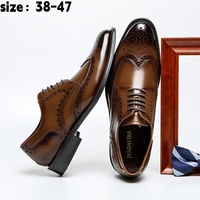 Chaussures en cuir pour hommes grandes tailles, brogues à bout ailé, chaussures habillées pour affaires et mariages