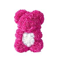 Ours en roses artificielles de 25 cm, fait main, pour la Saint-Valentin, un mariage ou un anniversaire