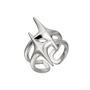 Anel Aberto Vintage Irregular com Cruz e Estrela para Mulheres e Homens, Estilo Punk Gótico, Cor Prata, Ajustável, Anéis de Casal, Joia Y2K Egirl, Presente - Product Image 1