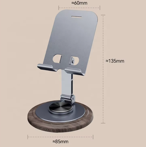 Soporte de teléfono móvil plegable de grano de madera para escritorio 360 rotación ajustable soporte de teléfono de Metal portátil para teléfono Pad Tablet - Product Image 2
