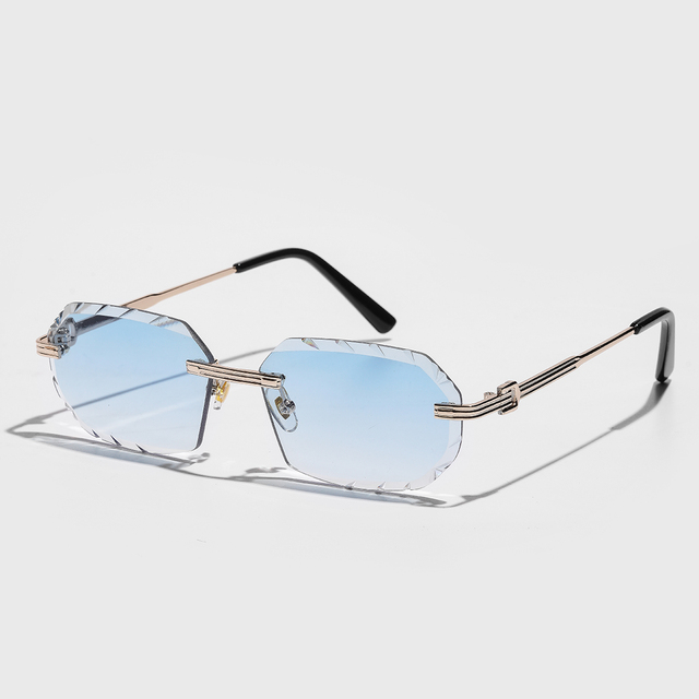 Finewell 2164 2025 Europe Rimless High Quality Metal Sunglasses Vintage Gradient Shades UV400 Polygon Sun Glasses