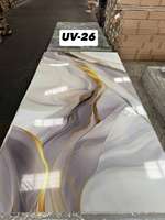 Panneau mural alternatif en marbre brillant imperméable, panneau mural en PVC, feuille de marbre UV pour la décoration intérieure