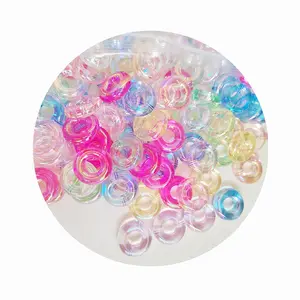 100Pcs Transparent AB Colors Acrylic Circle Round Ring Beads For Necklace Bracelet Making