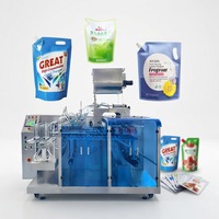 Machine de remplissage et d'emballage horizontale automatique pour sachets Doypack, pochettes verticales, savon, détergent, huile, jus, ketchup, sauces et liquides
