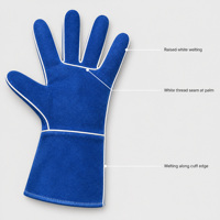 Gants de soudage WELDAS en cuir de vachette résistant à la chaleur, doublés de coton, avec couture renforcée à 3 lignes et couture sur le dos, pour le soudage