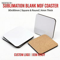 7Cert Certifié US-EU, Certifié CARB P2 EN71, Sous-verres carrés vierges en MDF 90x90mm 4mm pour sublimation, Logo personnalisé OEM, MDFSUB pour presse à chaud