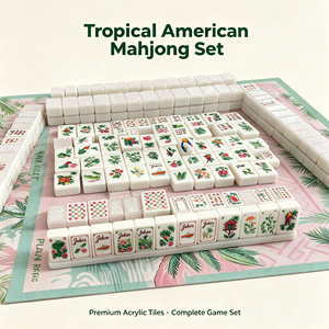 Set di Tessere Mahjong in Acrilico Tema Foresta Tropicale, Mahjong con Motivi Floreali e Casa sull'Albero, Regalo per Donne - Product Image 5