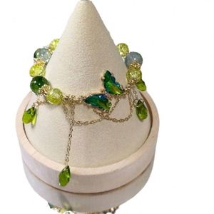 Summer Fresh Style Green Stone Round Crystal <b>Beads</b> <b>Bracelet</b> for Women Butterfly Charm <b>Bracelet</b> Green Crystal <b>Bracelet</b> - Product Image 5