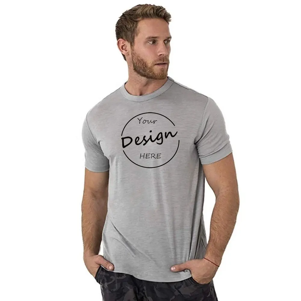 OEM Men's Merino Wool T Shirt Base Layer Wool Tee Men 100% Merino Wool Shirt 170gram Wicking Breathable Sweat Activated T Shirt