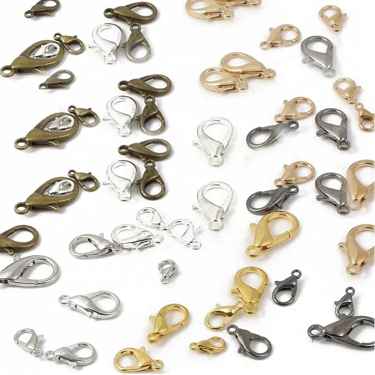 YYX 12mm 10mm Metal Alloy Gold Jewelry Hooks Keychain Bracelet Necklace Lobster Clasps Clip