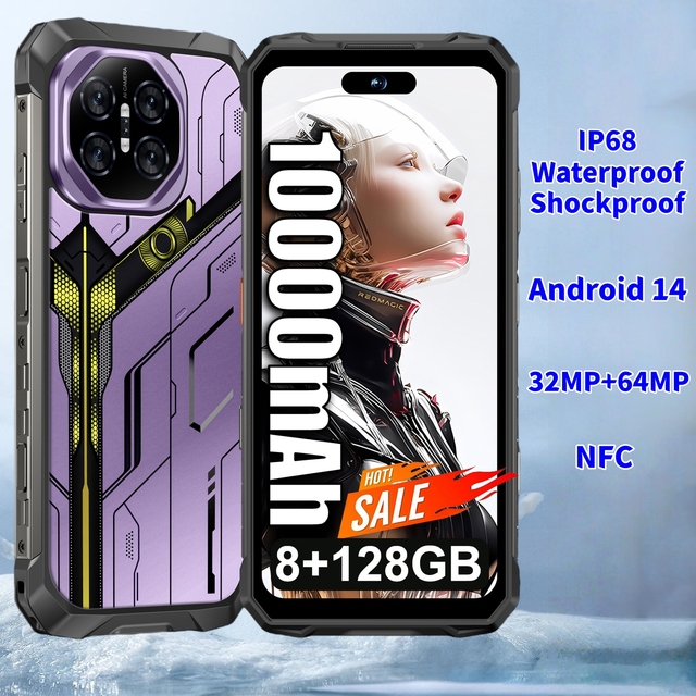 G85 Octa Core-Powered Smart Rugged Mobile Call Phone Android 14.0 8G+128GB 32MP+64MP 10000mAH Fingerprint Unlock Phone