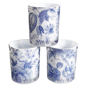 Romantic Candlelight Dinner Decoration Set 3 DIY Wax Filled Empty Cups Straight Cup <b>Glass</b> Candle Holders Color Printing for - Product Image 1