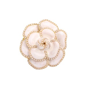 Broches de <span class=keywords><strong>luxe</strong></span> pour femmes, style vintage, avec perles haut de gamme, camélia et rose, finition émail blanc, pour costume et pull - Product Image 5