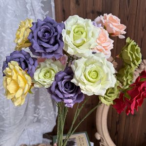 Ramo de rosas artificiales Jinxi, 3 cabezas, flores de seda con diamantes para decoración de bodas y hogar - Product Image 4