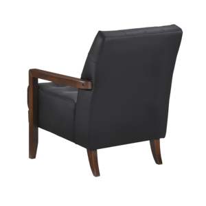 Sofá de acento reclinable de estilo moderno DB, 1 pieza, muebles de madera con acabado de nogal, detalle tapizado de cuero negro para el hogar y la Oficina - Product Image 6