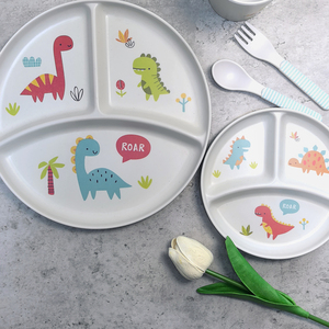 Plato <span class=keywords><strong>de</strong></span> Alimentación Independiente Irrompible para Niños Pequeños, Juego <span class=keywords><strong>de</strong></span> Platos para Bebés, Platos Divididos, Tazones, Vasos, Cubiertos, Compartimentos, Plato para Refrigerios - Product Image 3