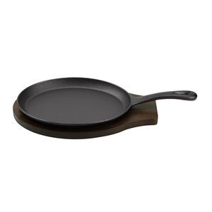 2025 Usine Offre Spéciale Fonte Fajita Pan Sizzling Plate avec Base en Bois Style Design Vintage pour la Friture au Gaz - Product Image 5
