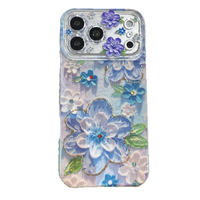 Coque de téléphone antichoc et étanche en TPU IMD avec perforations décoratives, motif peinture à l'huile, protection anti-lumière bleue et colle anti-goutte