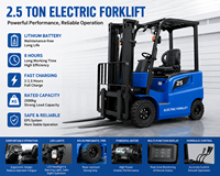Chariot élévateur électrique de 2,5 tonnes à batterie lithium-ion, conception contrepoids et fourches de 1070 mm, idéal pour entrepôt - Vente directe usine