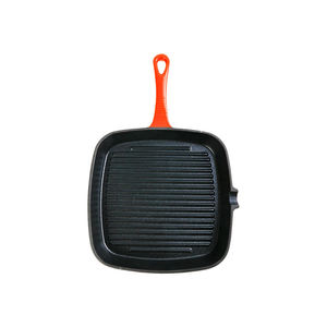 Poêle à frire en <span class=keywords><strong>fonte</strong></span> <span class=keywords><strong>émaillée</strong></span> en gros d'usine, poêle grill antiadhésive <span class=keywords><strong>rayée</strong></span>, compatible gaz et induction pour barbecue familial en extérieur - Product Image 2