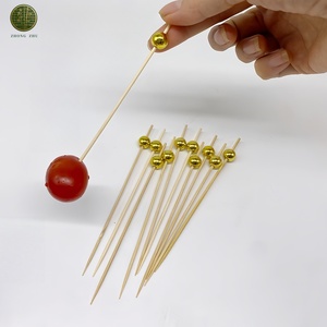 Eleganti Spiedini <span class=keywords><strong>per</strong></span> Cocktail in Bambù Fatti a Mano, Stuzzicadenti <span class=keywords><strong>per</strong></span> Antipasti, Frutta, <span class=keywords><strong>Feste</strong></span>, Decorazioni <span class=keywords><strong>per</strong></span> Alimenti con Perle Dorate, Accessori <span class=keywords><strong>per</strong></span> Charcuterie - Product Image 2