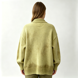 Suéter de punto acanalado con cuello alto para mujer, teñido con spray, oversize, de manga larga, estilo casual - Product Image 3