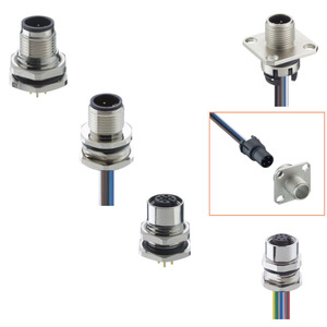 Connettore M12 per Montaggio su Pannello Codifica A 3/4/5/6/8/12 Pin IP67 Impermeabile Contatto Dorato 250V AC/DC Maschio per Montaggio Frontale/Posteriore - Product Image 1