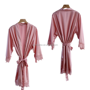 Bata de Novia con Encaje de Alta Calidad de Fábrica, Kimono de Satén para Mujer, Elegante Bata de Seda de Lujo con Cuello en V para Damas de Honor, Fiesta de Boda, Mañana - Product Image 2