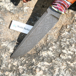 Cuchillo de Caza ZZ13R3 de Lujo con Textura de Red, Acero Sueco, Mango de Dientes de Mamut, Hoja Fija, Cuchillo de Supervivencia para Camping y Selva - Product Image 3
