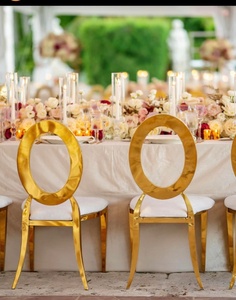 Stackable Hollow Stainless Steel Gold Silver Rose Gold <strong>Small</strong> Round Back Wedding <strong>Chair</strong> <strong>for</strong> Hotel Wedding - Product Image 2