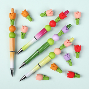 3D tulipán flor planta silicona Focal cuentas para Beadable Pen Charms regalo de vacaciones - Product Image 2
