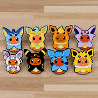 Toptan Sevimli Karikatür Eevee Metal El Yapımı Hediyelik Rozet Broş Kişiselleştirilmiş Dekor Hediye Pokémon Emaye Yaka İğnesi Giyim Pimleri