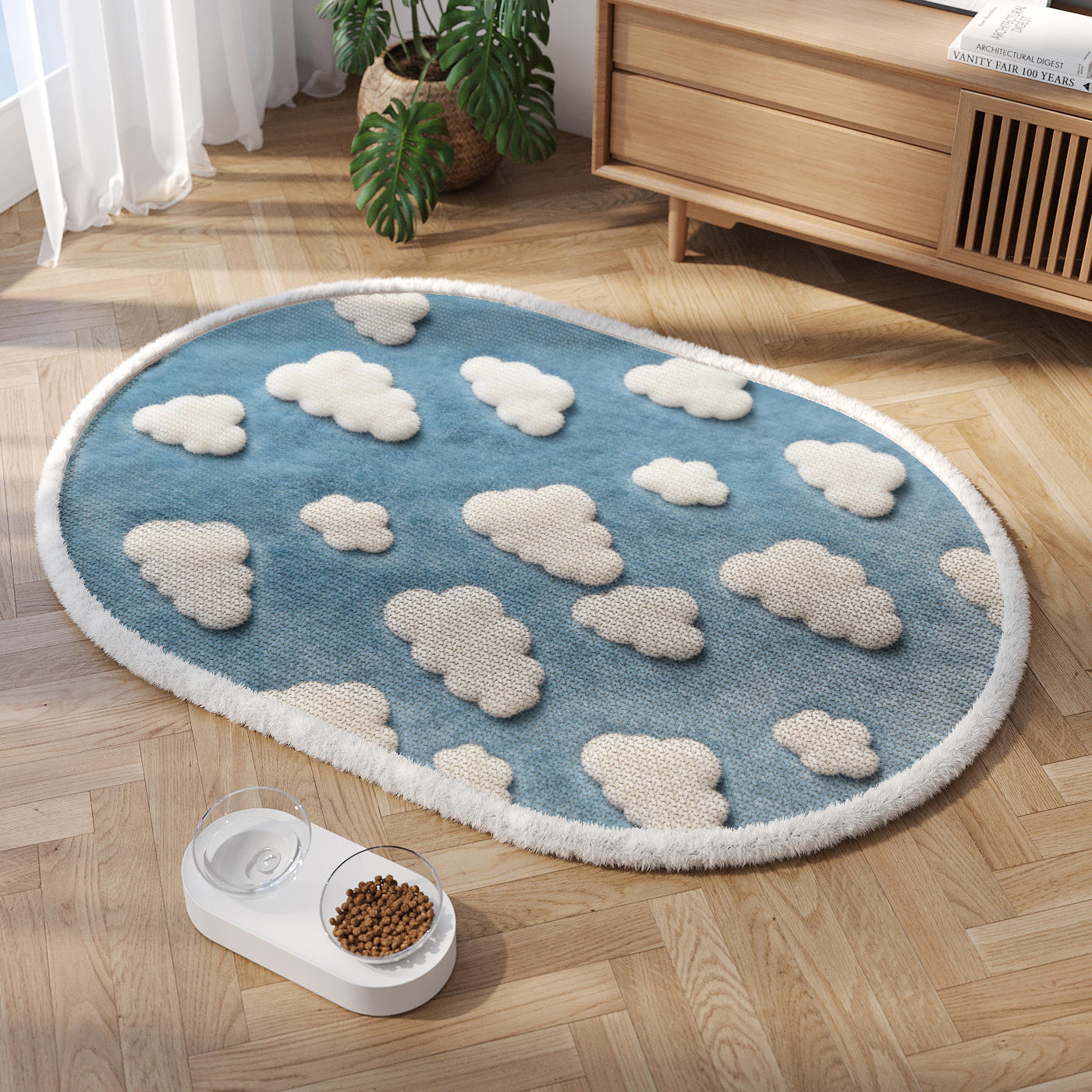 Coussin pour animaux de compagnie Sally en velours de chanvre - carré moucheté de lait