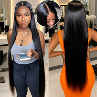 Perruque Lace Front HD 13x6 en Cheveux Humains Vierges Vietnamiens Lisses, Sans Colle, Pré-Pluckée, Ligne de Cheveux Naturelle pour Femmes Noires - Vente en Gros
