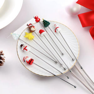 Cuchara Mezcladora Navideña de Acero Inoxidable 304, Diseño de Muñeco de Nieve, Varilla para Mezclar Té con Leche/Café, Herramienta para Agitar Bebidas en Bares de Cócteles - Product Image 2