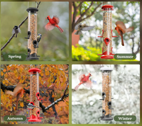 Comederos de Tubo de Plástico de Alta Calidad con 6 Puertos de Alimentación, Comedero Resistente a la Intemperie con Soporte de Acero para Aves Silvestres, Regalo para Amantes de las Aves