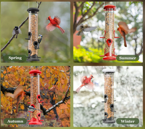 Mangeoires <span class=keywords><strong>en</strong></span> plastique de haute qualité avec 6 ports d'alimentation, mangeoire résistante aux intempéries avec support <span class=keywords><strong>en</strong></span> acier pour oiseaux sauvages, cadeau pour les amoureux des oiseaux - Product Image 2