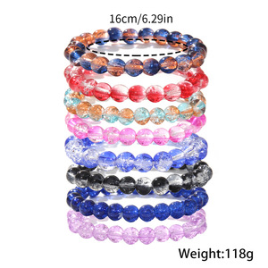 Lampwork Glass <b>Bead</b> Bracelet <b>Set</b> 8mm Elastic Multicolor Fashion Jewelry for Women Gift - Product Image 4