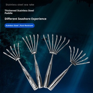Râteau de plage multi-dents de qualité industrielle <span class=keywords><strong>pour</strong></span> la collecte des coquillages <span class=keywords><strong>Palourdes</strong></span> Huîtres Crabes et plantes aquatiques Acier inoxydable 14 dents - Product Image 4