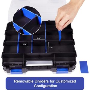Custodia Premium 2 lati PVC piccole parti 34 scomparti porta attrezzi Organizer con divisori in plastica rimovibili OEM - Product Image 3