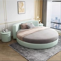 Lit rond au design simple, taille King et Queen, en tissu, double, moderne, luxueux, pour adultes, pour la maison, l'hôtel, la chambre à coucher, meubles